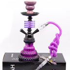 Arabian 4 Layers Hookah Set Glass Shisha Double Hose Pipe Ceramic Bowl Portable Purple Accessories Birthday Gift 2 Hoses Pipe