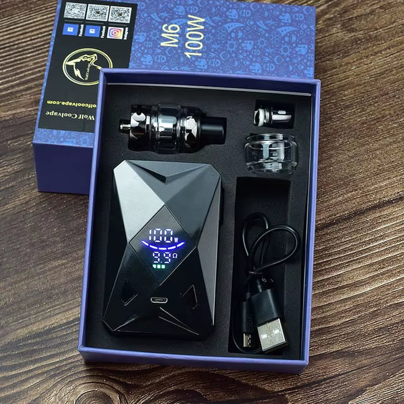 100W Box Mod Vape Kit M6 Mod Kit 4Ml Vaper Atomizer 2600Mah Battery Electronic Cigarette Vape Vaporizer MOD Kit