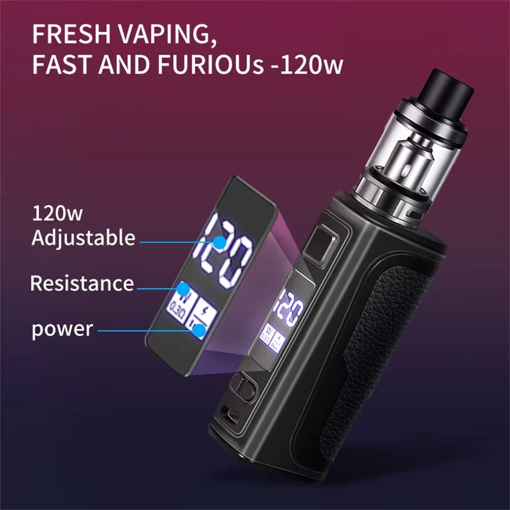 Vape Box Mod Kit Electronic Cigarette 120W Vaper 1800Mah Build-In Battery 2.0Ml Tank OLED Screen Vaporizer E5 120W Vape Box Mod