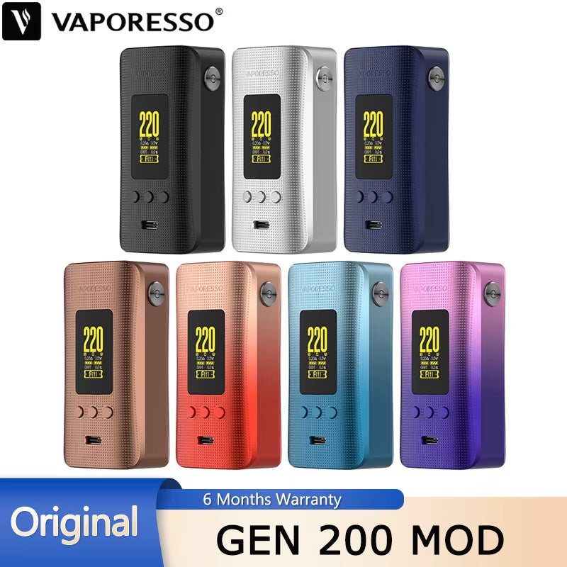 New Color  GEN 200 Mod 220W Box Mod Vape Support Itank 2 Atomizer Electronic Cigarette Vaporizer Support 18650 Battery