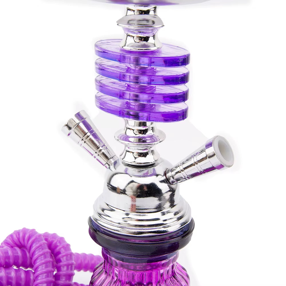 Arabian 4 Layers Hookah Set Glass Shisha Double Hose Pipe Ceramic Bowl Portable Purple Accessories Birthday Gift 2 Hoses Pipe