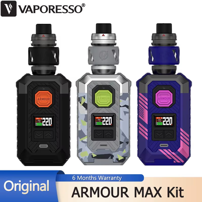 Original  ARMOUR MAX Kit 220W Box MOD Electronic Cigarette Vape with 6ML Itank T Tank Fit Gti Mesh Coil 18650/21700