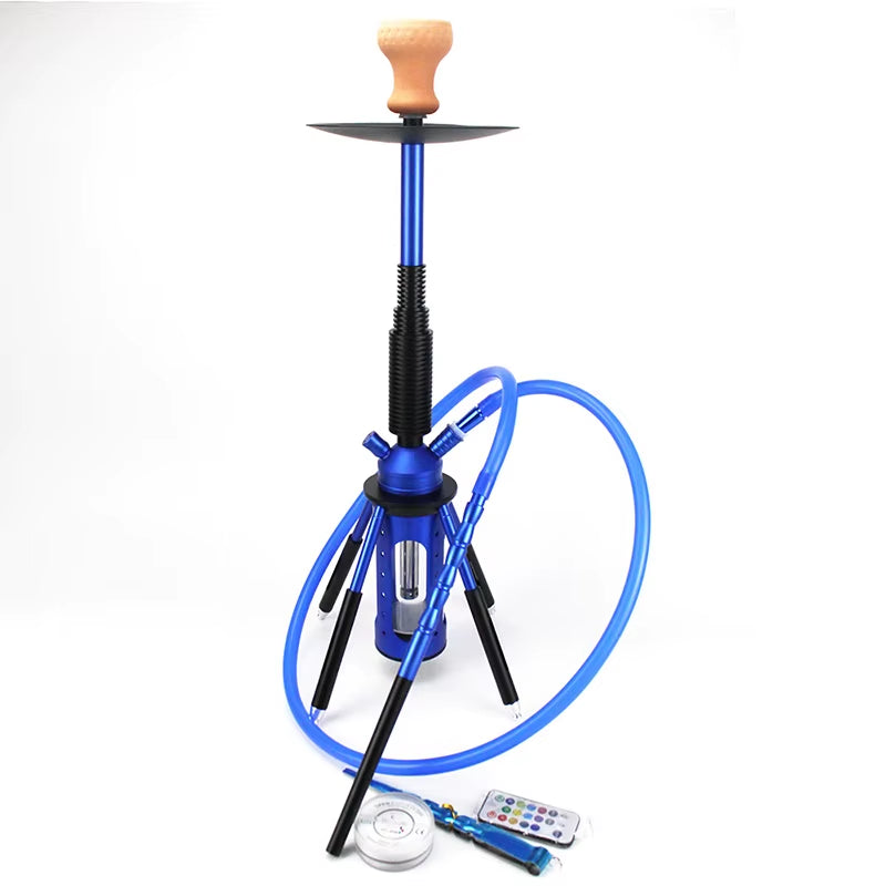 New 68.2CM Hookah Rocket Shisha with LED Light Metal Diffuser Smoking Water Pipe Stable Glass Vase Nargile Sheesha Hookahs Set