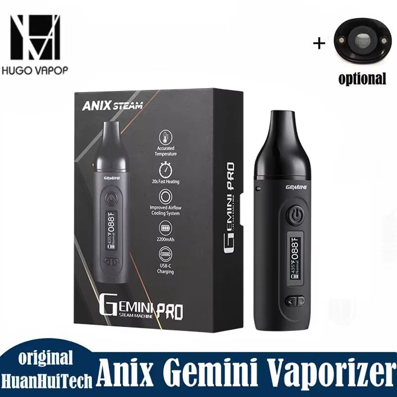 Original Anix Gemini Dry Herb Vaporizer Kit 2200Mah Battery Stainless Steel Heating Chamber with OLED Screen Vape Pen Herbal Kit