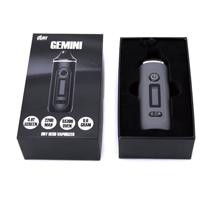 Original Anix Gemini Pro Dry Herb Vaporizer Kit 2200Mah Build in Battery 0.91 Inch OLED Screen Oven Heating Chamber Vape Pen