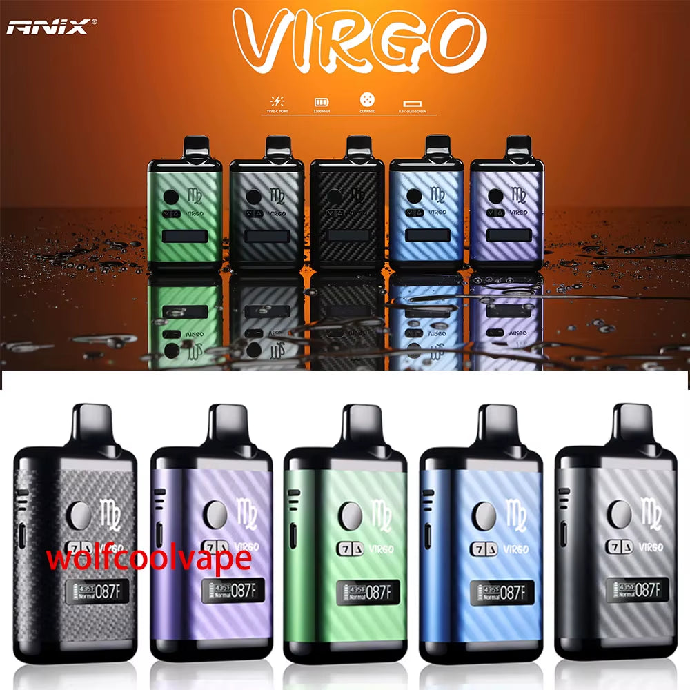 Wolfcoolvape Vape Herbal Dry Herb Vaporizer TC Box Mod Vape 1300Mah Element Screen E Cigarettes 0.5Ohm Ceramic Heating